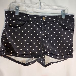 H&M Black w/ White Polka Dots Cuffed 5 Pocket Shorts Size 10